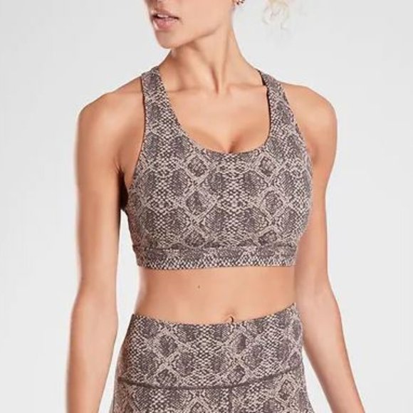NWOT Athleta Tan Ultimate Snake Sports Bra - Picture 2 of 8